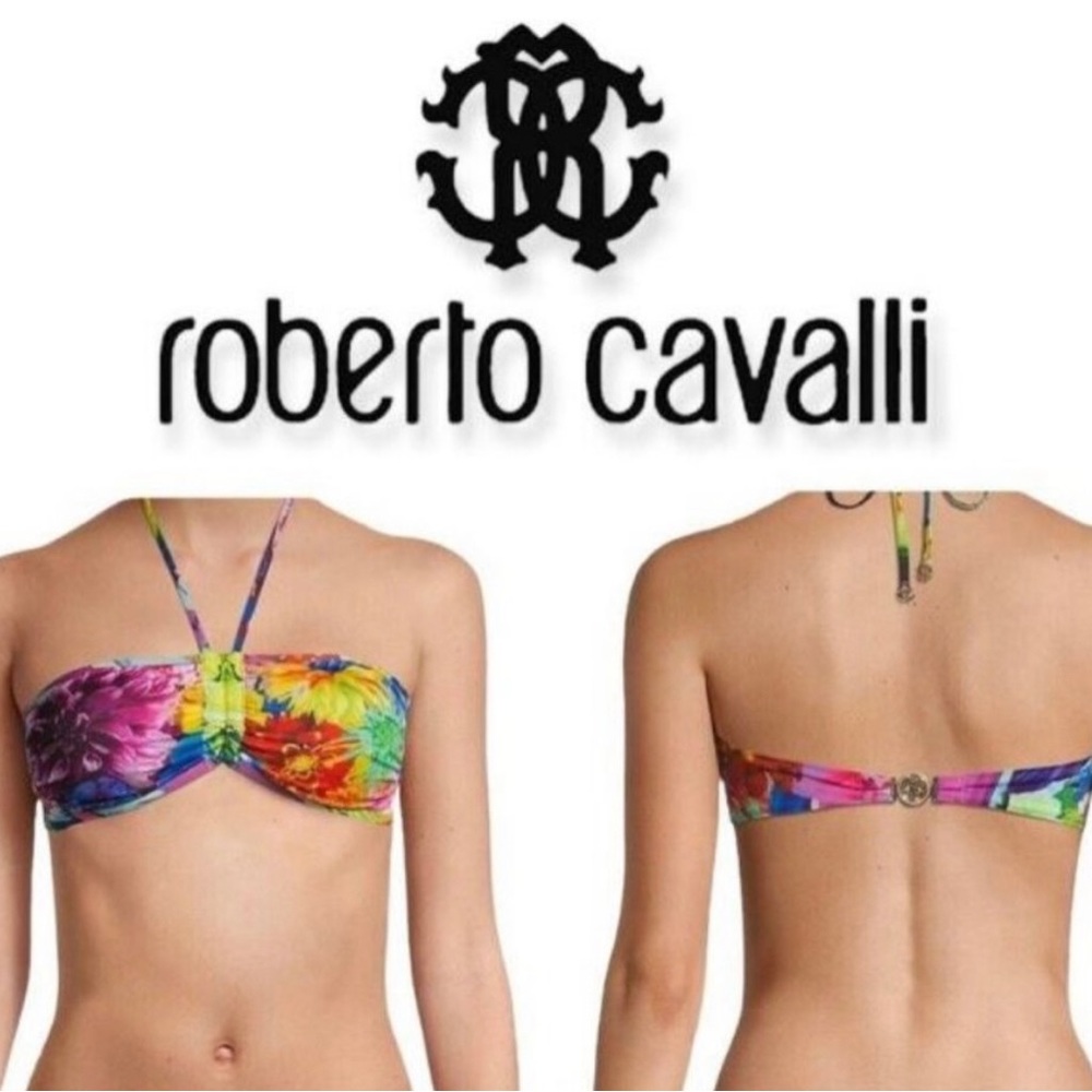 NWT roberto cavalli bikini top fascia floral sz S